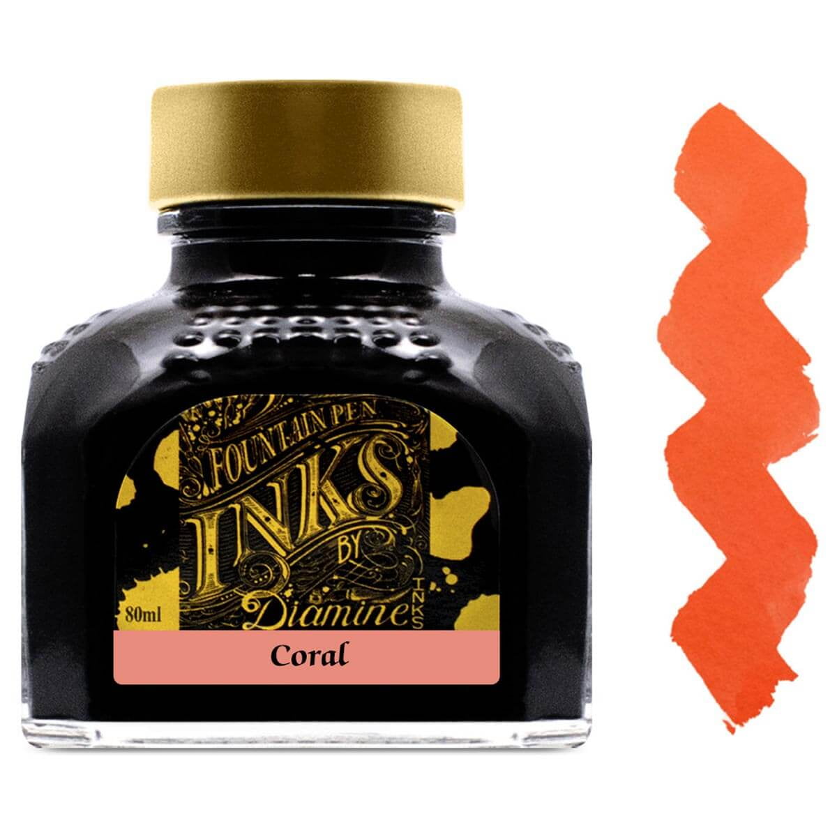 Diamine 7041 Ink Bottle for Fountain Pen, Coral, 80 ml