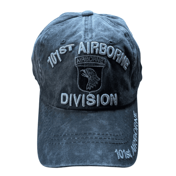 US Military 101st Airborne Division Black Pigment Washed Baseball Hat Cap