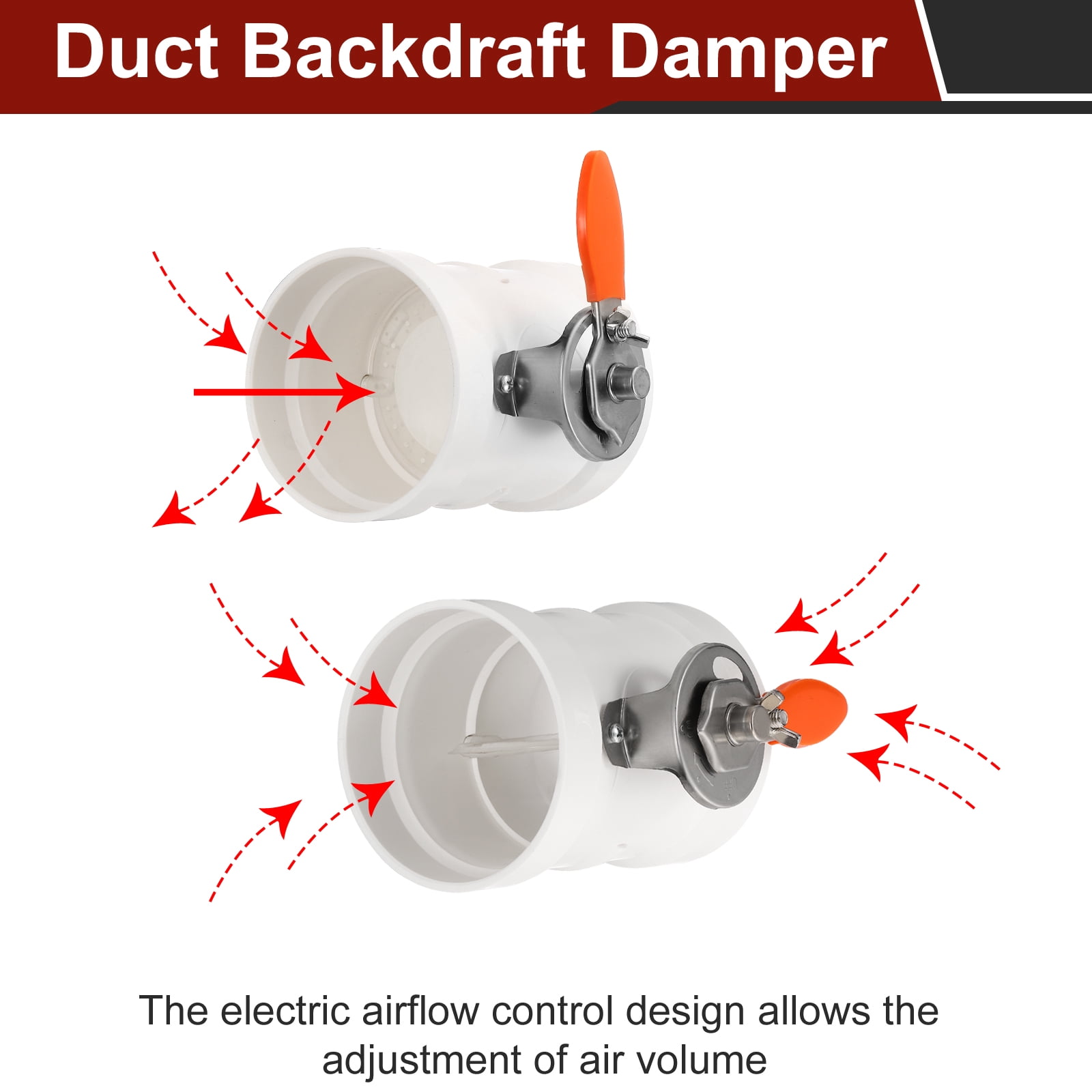 Uxcell 4" HVAC Duct Manual Volume Damper, Adjustment Airflow Backdraft Damper, White
