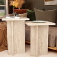 thumbnail image 2 of Ultimate Premium Products Modern Nesting Table Set with Wooden Square Side Table Travertine Finish End Table, 2 of 9