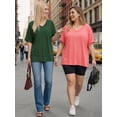 thumbnail image 5 of MOYIKO Oversized T shirts for Women V Neck Short Sleeve Loose Tees Summer Casual Basic Tops, 5 of 7