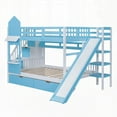 thumbnail image 5 of Full-Over-Full Castle Style Bunk Bed with 2 Drawers 3 Shelves & Slide - Stable & Fun Blue Bed, 5 of 26
