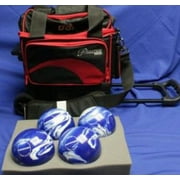 EPCO BuyBocceBalls Listing - BSI Roller Bowling Ball Bag - 4 Candlepin or Duckpin Balls - Black & Red