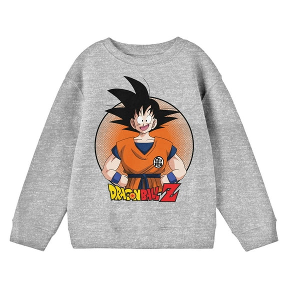 Dragon Ball Z Goku In Orange Circle Boy's Athletic Heather Sweatshirt-Medium