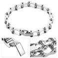 thumbnail image 3 of Pulsera moderna de acero inoxidable con diseño de cadena de bicicleta para hombre y mujer, cadena de eslabones que combina con todo, pulsera de eslabones para joyería unisex., 3 of 4