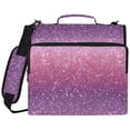 thumbnail image 2 of Zipper Binder with Shoulder Strap 2 inch 3 Ring Waterproof File Folder Organizer Bag 500 Sheet Pink and Purple Glitter Pattern, 2 of 8