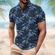 thumbnail image 2 of Camisetas de Manga Larga para Hombres Casual Impreso Botón Turndown Cuello Suéter Blusa, Cuarto de Manga Poliéster para Uso Diario Al Aire Libre, 2 of 5