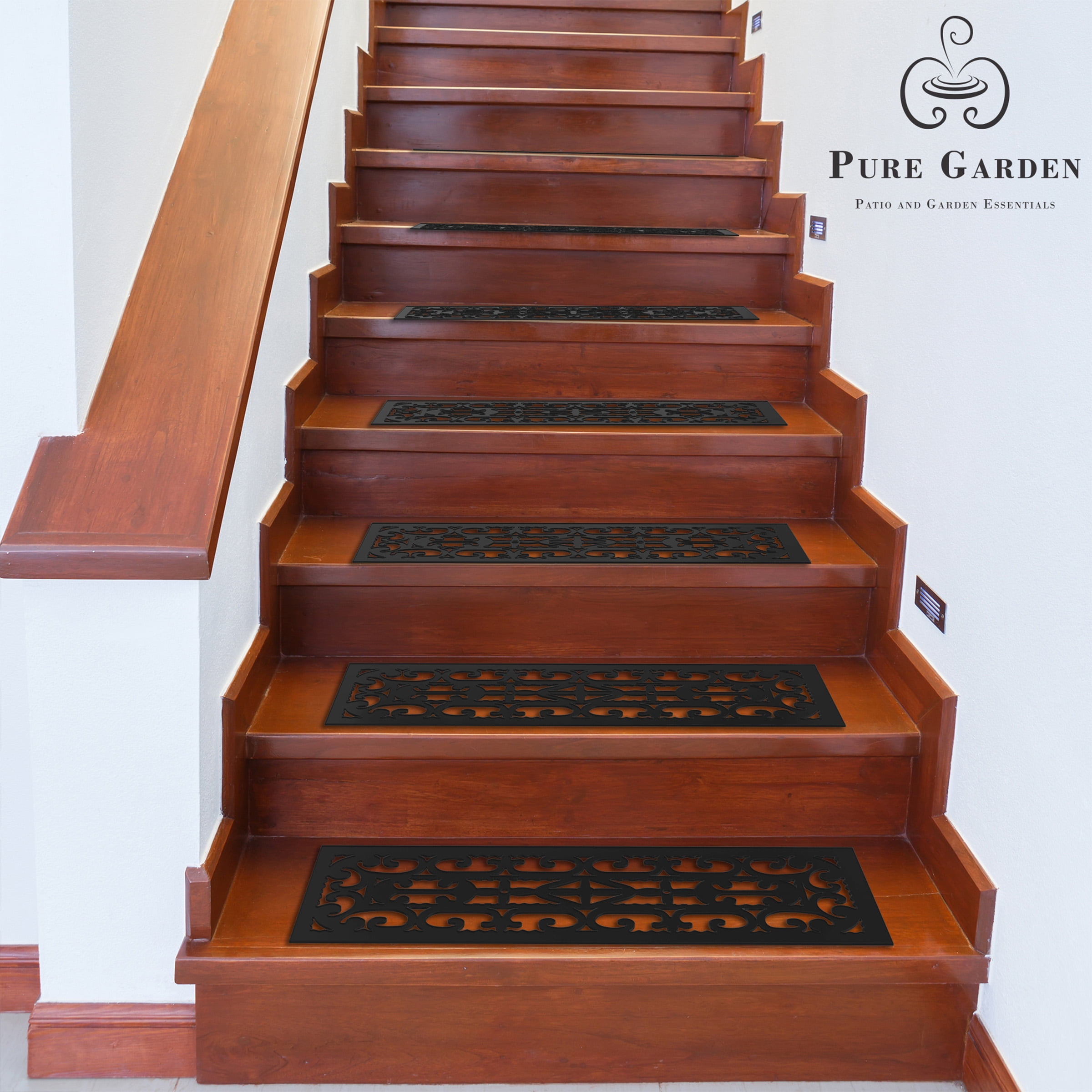 Pure Garden Set of 2 Non-Slip Rubber Stair Treads for Wooden Steps