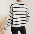 thumbnail image 4 of Ediodpoh Women Fashion Casual Long Sleeve Knit Sweater Lightweight Stripe Pullover Sweater Top Womens Sweaters White M, 4 of 9