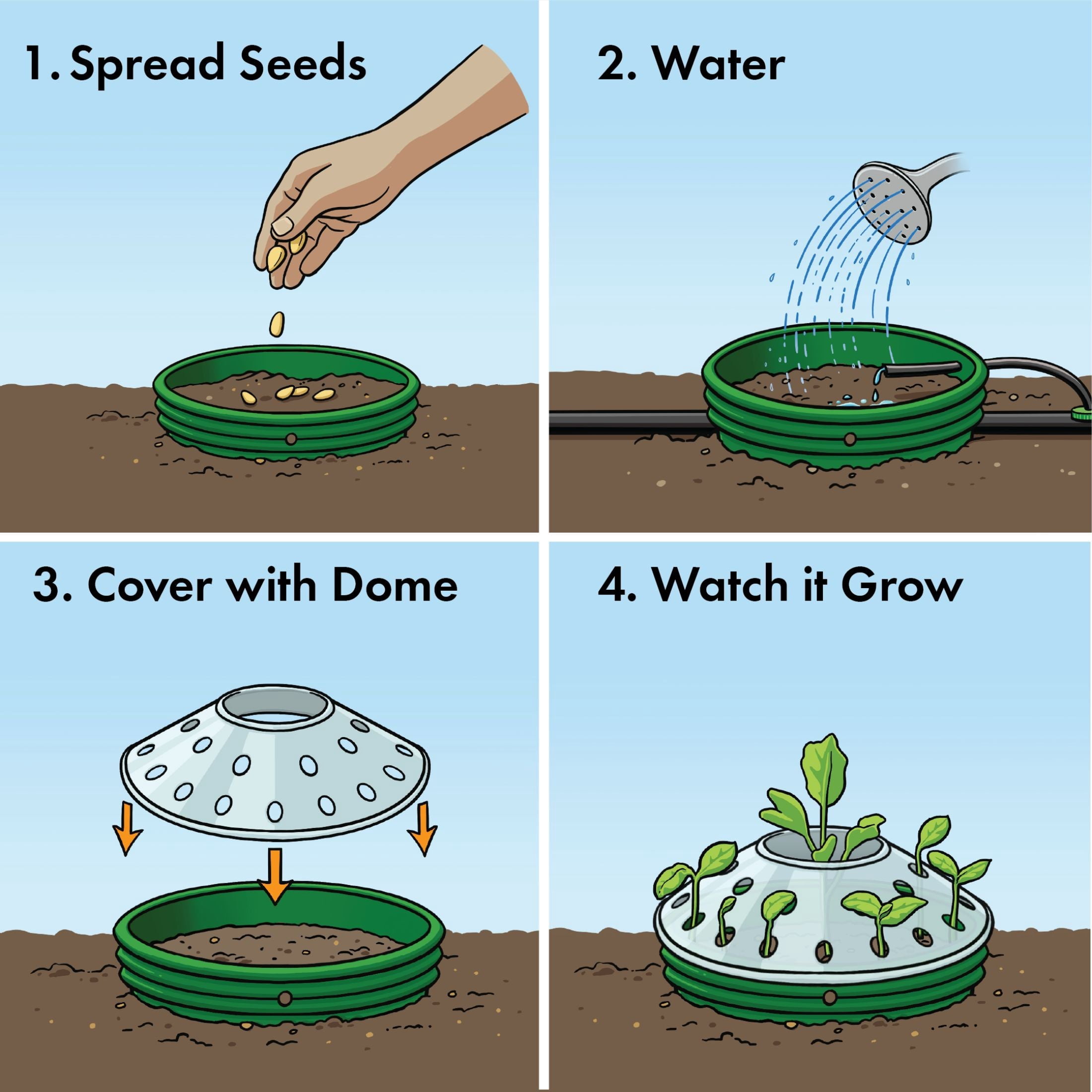 Rooted Promise Herbs Garden Kit Organic Herb Seed Starter Kit with Grow Rings and Greenhouse Domes 4pk