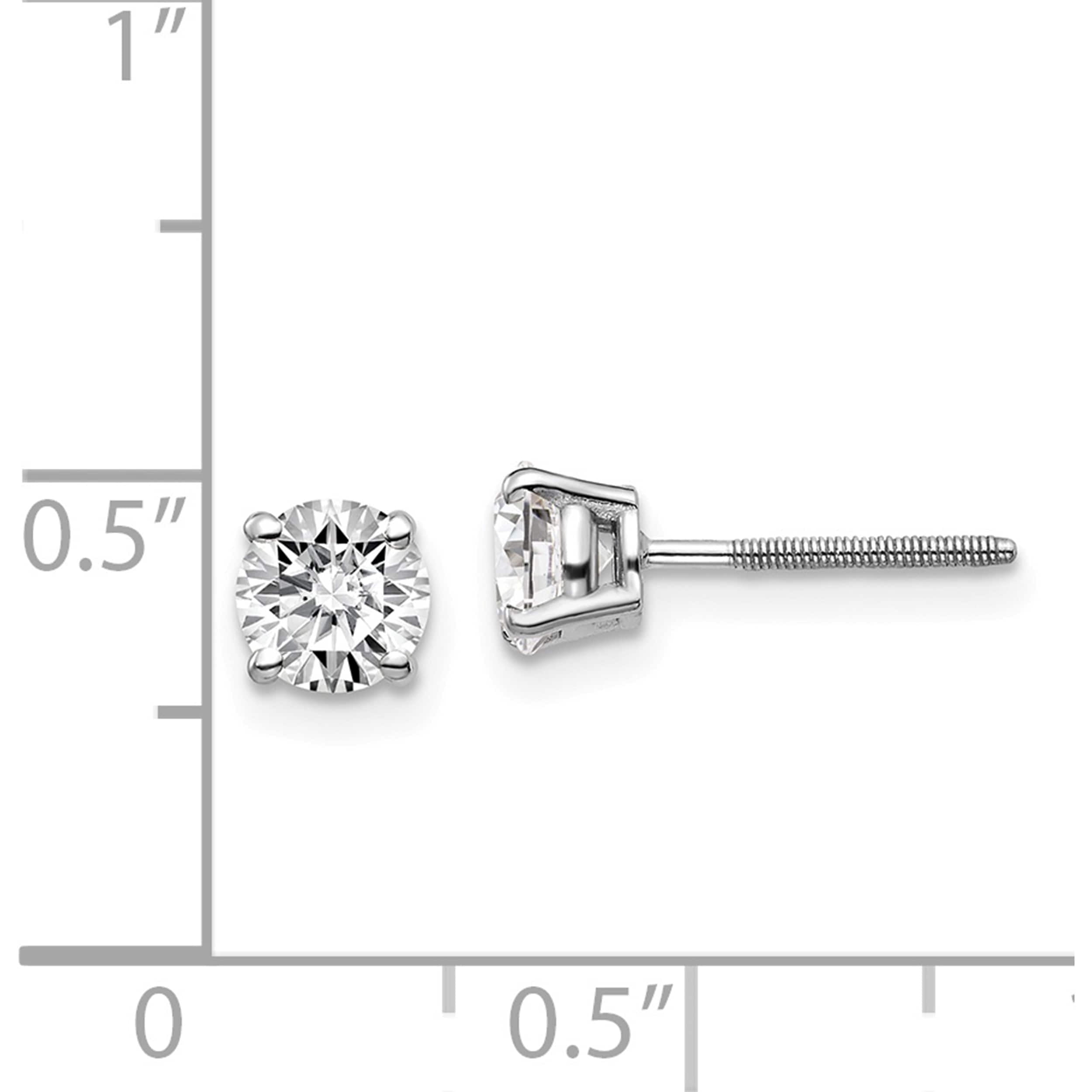 14K White Gold 14Kw 1.00Ct Si3 G-I Diamond Stud Thread On/Off Post Earrings (5 X 5) Made In United States st3-100w
