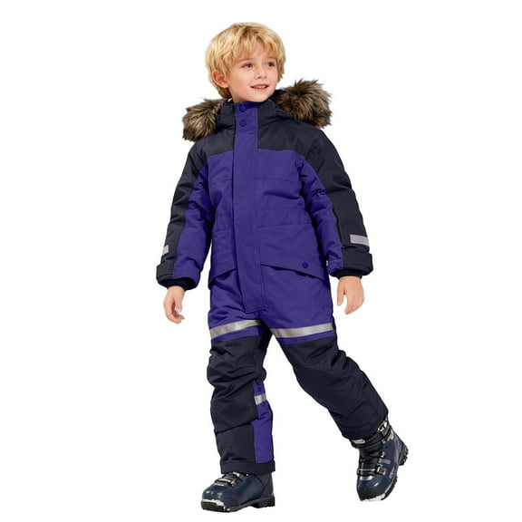 yocbz Kids Snow Romper Kids Snow Bibs Girls Boys Snow Pants Ski Bib Overall Waterproof Windproof Warm for Toddler Little Big Kid Teen Purple,Size for 12-14 Years
