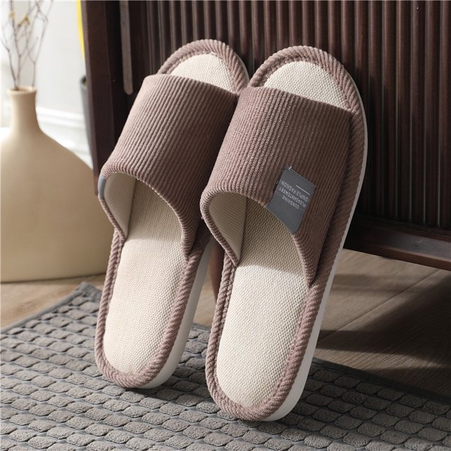 Zapatillas de lino para las cuatro estaciones, lindas zapatillas de piso para amantes del algodón y lino, antideslizantes y absorbentes del sudor para otoño e invierno para mujer
