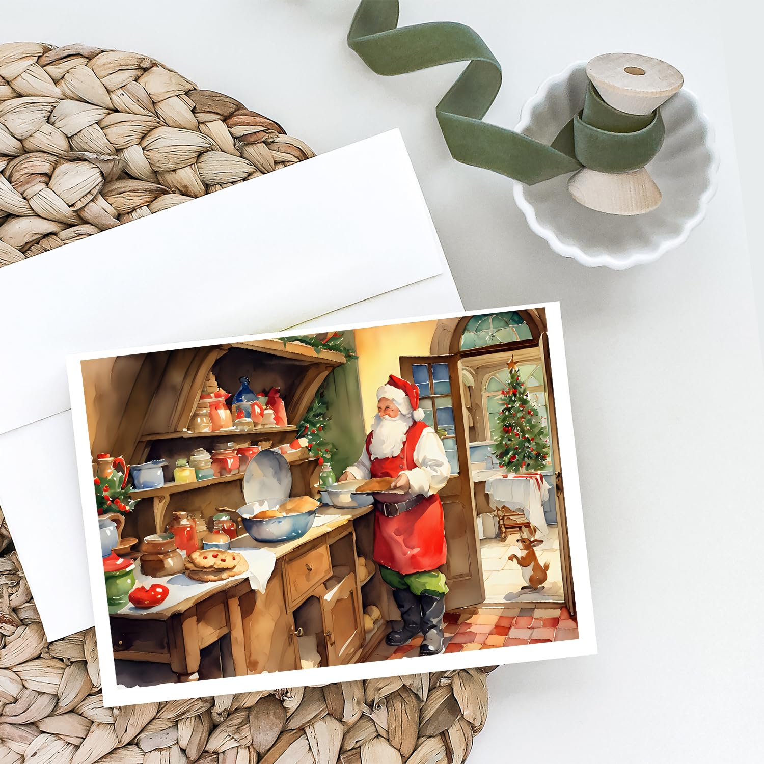 Cookies with Santa Claus Greeting Cards Pack of 8 7 in x 5 in