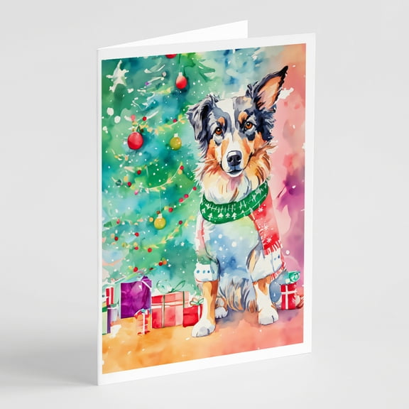 Australian Shepherd Christmas Greeting Cards Pack of 8 7 in x 5 in