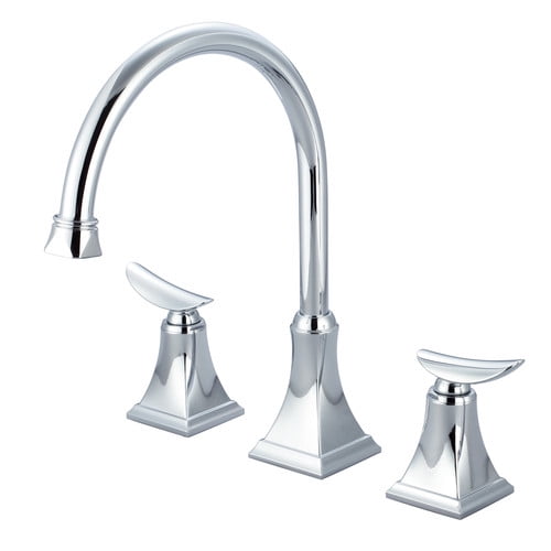 Just Manufacturing Double Handle Kitchen Faucet with Pop-up Drain