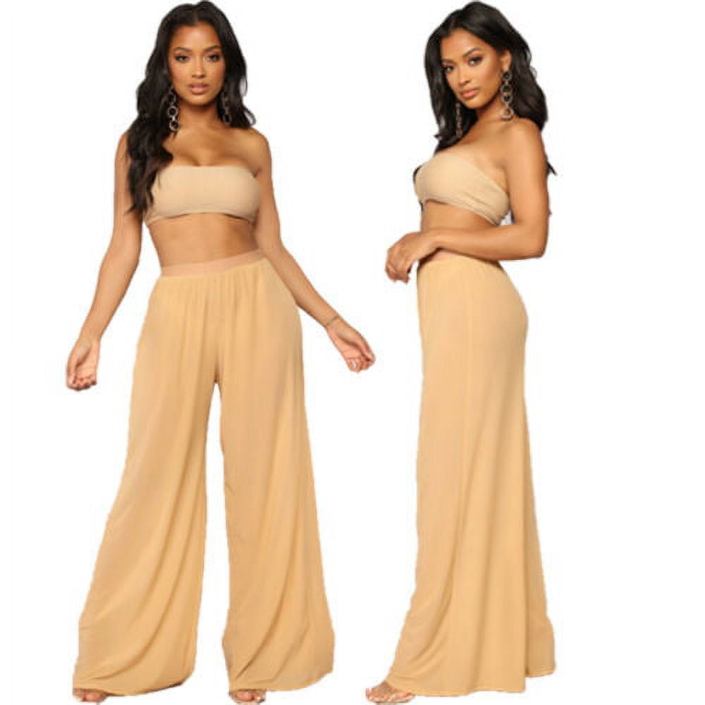 Fashion (White)Women See Through Boho Wide Leg High Waist Bikini Trousers  Beach Long Loose Mesh Sheer Transparent Pants Hot DOU @ Best Price Online