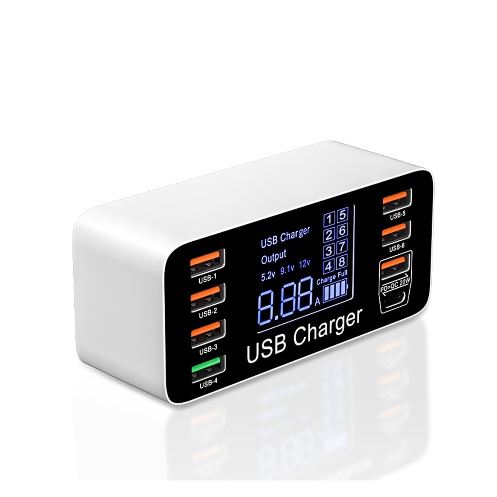 60W Quick Charge QC 3.0 4.0 USB Charger Adapter USB C Charger Phone Tablet Fast Charger ,Space-Saving
