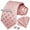 Pink, variant on Mens Plaid Tie Set Classic Woven Necktie with Pocket Square Cufflinks & Tie Clip Wedding
