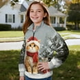 thumbnail image 4 of Xoenoiee Christmas Cat Tree Gift Print Girls Fall Sweatshirt Casual Half Zip Pullover Xmas Loose Long Sleeve Tops Lightweight Tunic Tops Activewear, Size 7-8 Years, 4 of 7