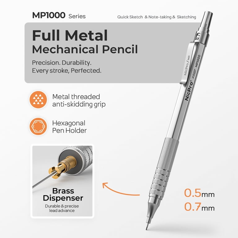 NicPro, Mechanical Pencil, 0.5mm & 0.7mm, with Case and Refills