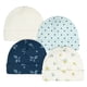 thumbnail image 1 of Gerber Essentials Gorro Azul Blanco Bebé Pack 4 Piezas Suaves Algodón 0-6 Meses, 1 of 5
