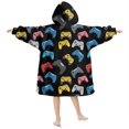 thumbnail image 2 of Game Controller Black Pattern Lamb Fleece Blanket Hoodies for Teens ,Teens Oversize Sherpa Wearable Hooded Blanket Sweatshirt with Super Pockets, 2 of 6