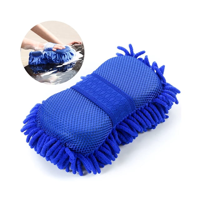Manopla para lavado de coche, esponja de microfibra de chenilla de primera calidad, pelusa de dos caras y guante de limpieza ultraabsorbente sin arañazos