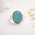thumbnail image 2 of Solid Sterling Silver Ring, Handmade Silver Oxidised Ring, Beautiful Silver Rings, Oval Cut Chalcedony Ring for Women Gemstone Ring Size US 4.5, 2 of 6