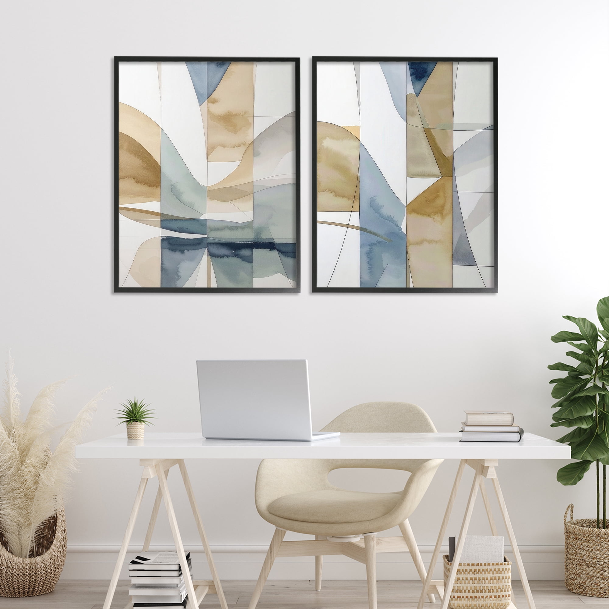 Stupell Industries Balanced Geographic Abstract 2 Piece Black Framed Giclee Art Set, design by Alonza Saunders