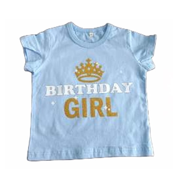Kids Birthday Print Tshirt, BIRTHDAY GIRL/LIGHT BLUE, XXS