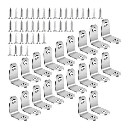 

20PCS L Bracket Corner Brace Stainless Steel Corner Bracket 90 Degree Right Angle Bracket Metal L Brackets for Wood Shelves Furniture Cabinet with 40PCS Screws (30mmx30mm)