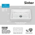 thumbnail image 4 of Sinber  Farmhouse Apron Single Bowl Kitchen Sink with Fireclay White Finish 33" x 18" x 10" - White, 4 of 9