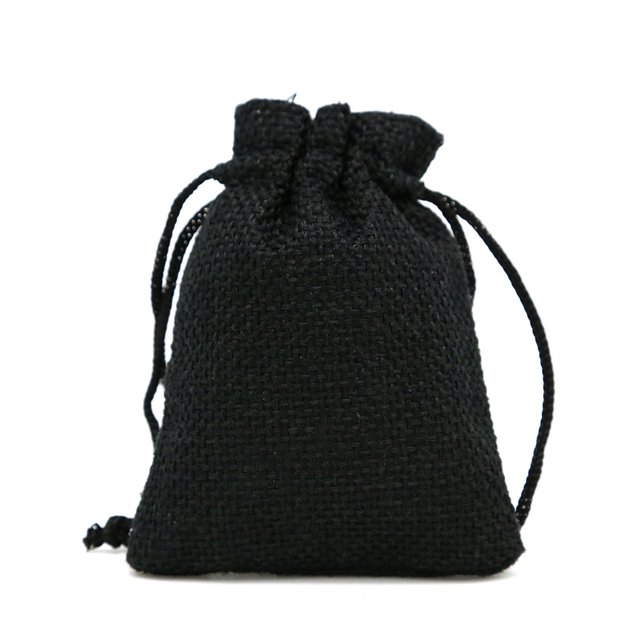 Bolsas de lino a prueba de polvo con cordones, bolsas de regalo de joyería, bolsas de embalaje, bolsa de almacenamiento reutilizable ligera, Almacenamiento y organización del hogar Negro 7*9cm Naiovety HA075325-02