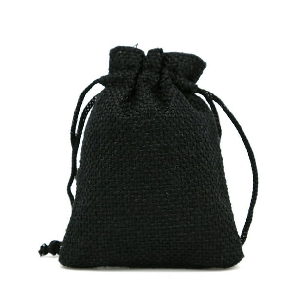 Bolsas de lino a prueba de polvo con cordones, bolsas de regalo de joyería, bolsas de embalaje, bolsa de almacenamiento reutilizable ligera, Almacenamiento y organización del hogar Negro 7*9cm Kearding HA075325-02
