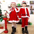 thumbnail image 2 of Disfraz de Papá Noel para niño y niña, conjunto de vestido, pantalones, Tops, sombrero, capa, cinturón, 2 of 4
