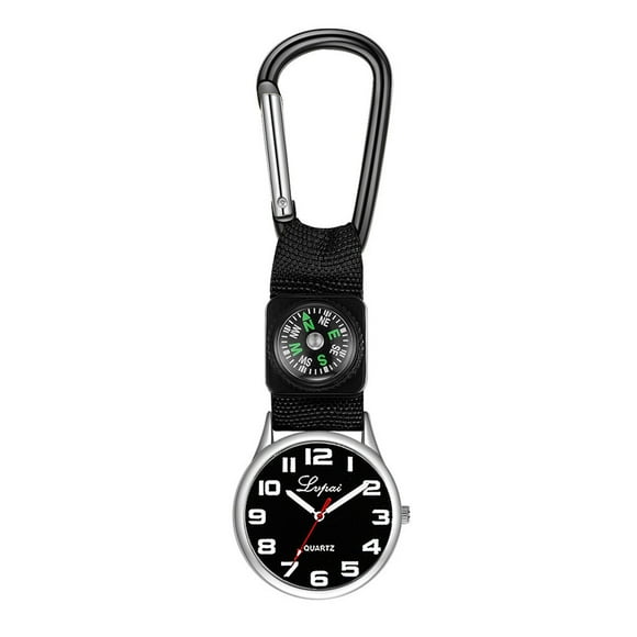 Nurses Pocket Watch Black Stainless Steel 1Pc 3.8 x 1.5 x 0.3 In