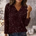 thumbnail image 2 of VISALY Sequin Tops Glitter Sparkly Dressy Shirts Glitter Evening Party V Neck Peplum Top Tops for Womens Pullover Top Trendy Tunic Tshirts Fashion Casual Womens Tees Disco Outfits Wine S, 2 of 9