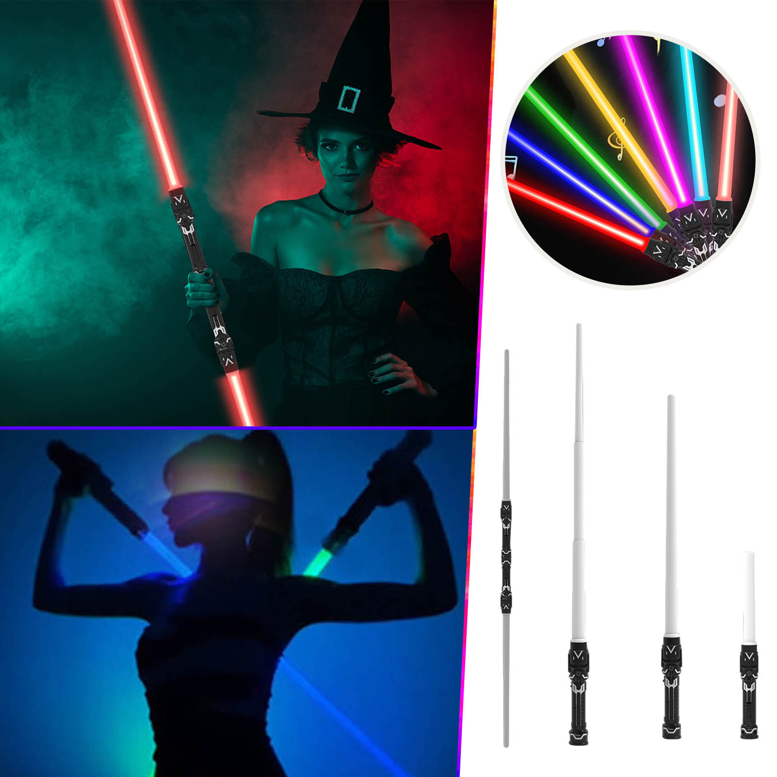 Lightup Sabers, Telescopic Extendable & Collapsable Laser Sword, LED
