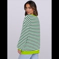thumbnail image 4 of Sudaderas A Rayas para Mujer, Camisetas de Larga con Cuello Redondo de Gran Tamaño, Jersey Y2K, Ropa de Moda de Otoño Verde L, 4 of 8
