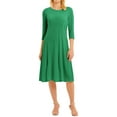 thumbnail image 3 of Nlife Women 3/4 Sleeve Round Neck Swing Midi Dress, 3 of 7