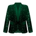 thumbnail image 4 of Xingpeng Flannel Blazer with Sequin Lapel Women's Jacket Fall Winter Casual Long Sleeve Unique Work Office 2026 Green S, 4 of 6