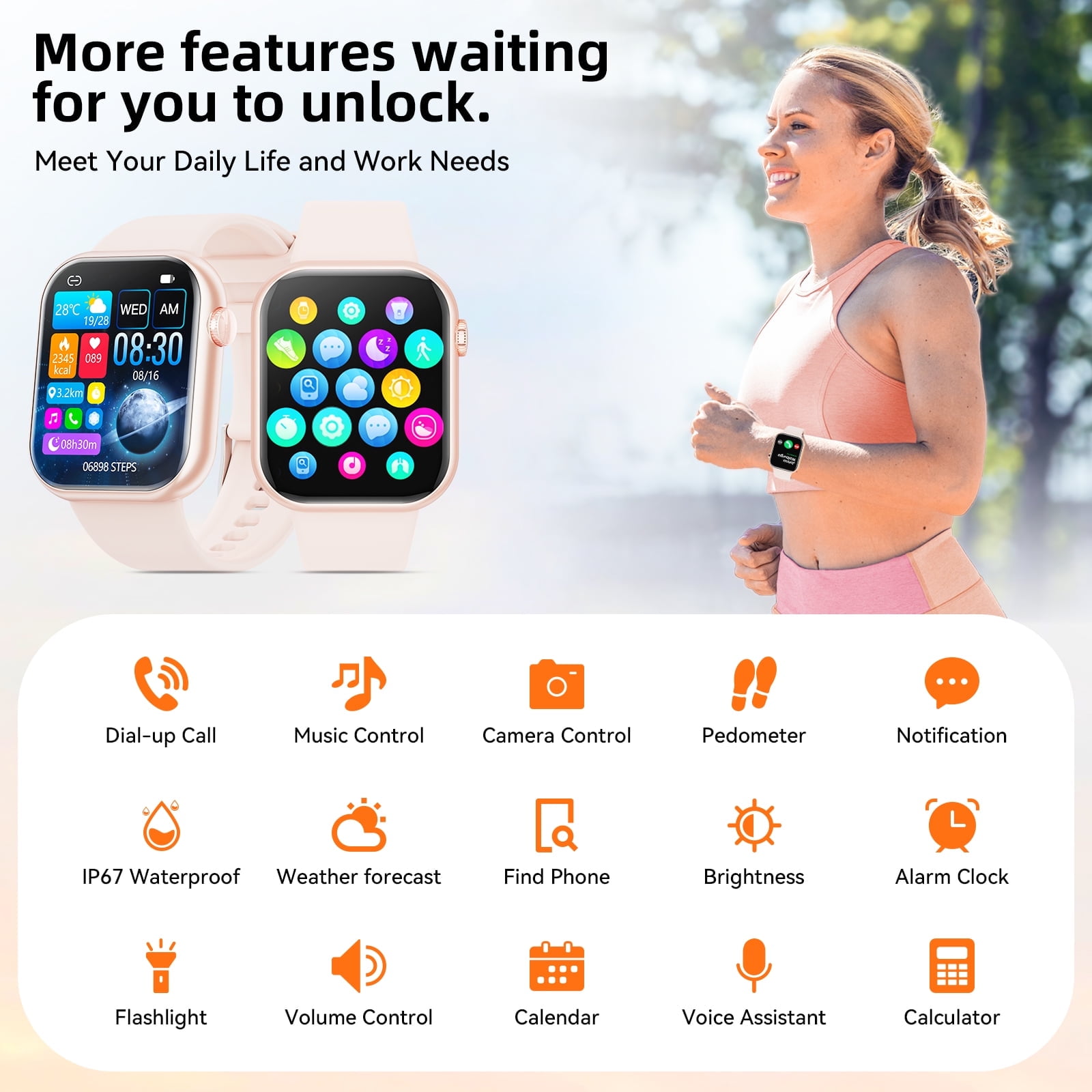 Mingdaln 1.85''HD Men Womens Smart watch,with Bluetooth Answer/Make Calls/120+Sports Modes/10 Days Standby, IP68 Waterproof Fitness Tracker Fits for Android Iphone Devices,... Mingdaln 1.85''HD Men Womens Smart watch,with Bluetooth Answer/Make Calls/120+Sports Modes/10 Days Standby, IP68 Waterproof Fitness Tracker Fits for Android Iphone Devices,... - Image 6