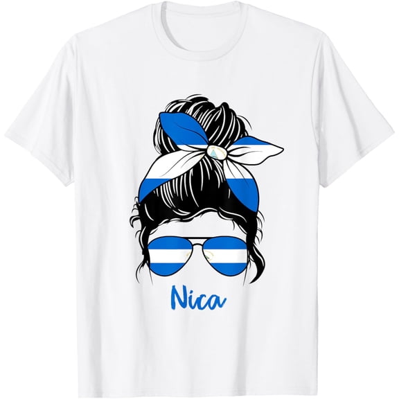t-shirt Nica Girl Nicaraguan girl Nicaragua Nicaraguense T-Shirt mens, woman, white,funny,journey,Crew Neck, Short Sleeve,printing