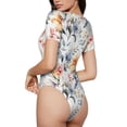 thumbnail image 3 of Naloa Lilies Flowers Women's Short-Sleeved Onesie, One-Piece Swimsuit for Parties, dates, clubs - Medium, 3 of 9