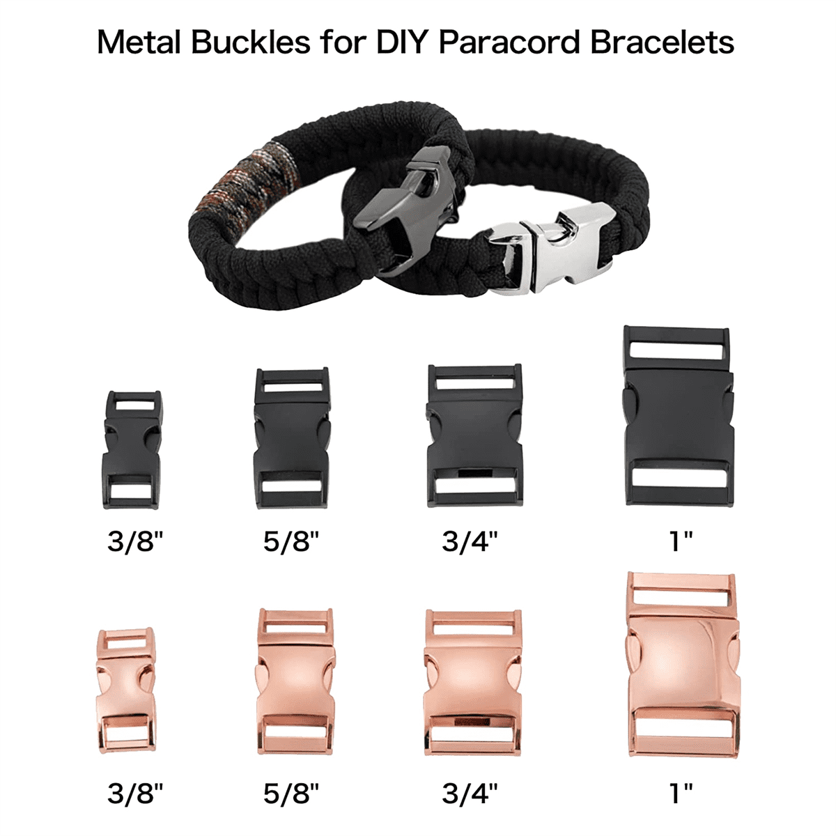 6Pcs Paracord Bracelet Buckles 6Pcs Metal Quick Release Buckles Belt  Buckle,1 Inch Gold 