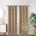 thumbnail image 4 of 2 PKs Foil Wave Floral Print Embroidered Grommet Top Window Curtain Panel 281060 with Jacquard Woven Fabric, 4 of 5