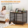 thumbnail image 3 of Aoile Dog Crates for Medium Dogs, Heavy Duty Dog Crate with Adjustable Height Feeder, Dog Cage Furniture with 360Â° Wheels, Rustic Brown, 3 of 8