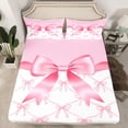 thumbnail image 2 of jejeloiu Cute Bow Tie Twin Sheet Sets,Pink Bowknot Pattern Bedding For Kids 3 Pieces, 2 of 7