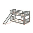 thumbnail image 7 of Twin over Twin Bunk Bed, Upgraded Wooden Bunk Bed Frame with Ladder and Slide, Heavy Duty Bunk Beds with Safety Guard Rail for Adults Teens Noise Free Space-Saving Easy to Assemble, Gray, 7 of 7